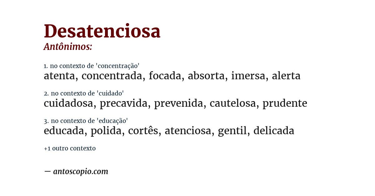 Antônimo de desatenciosa