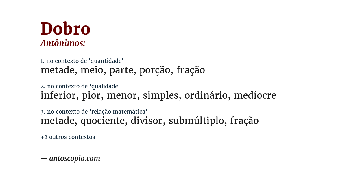 Antônimo de dobro