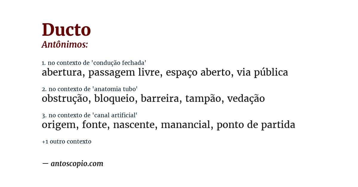 Antônimo de ducto