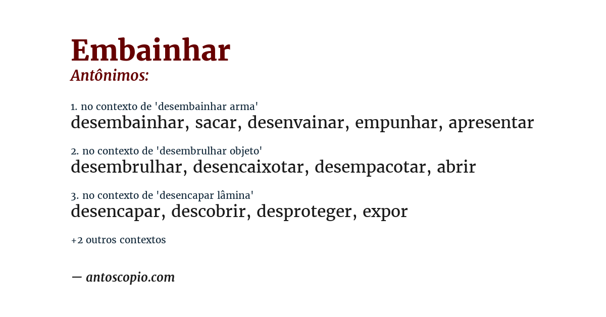 Antônimo de embainhar
