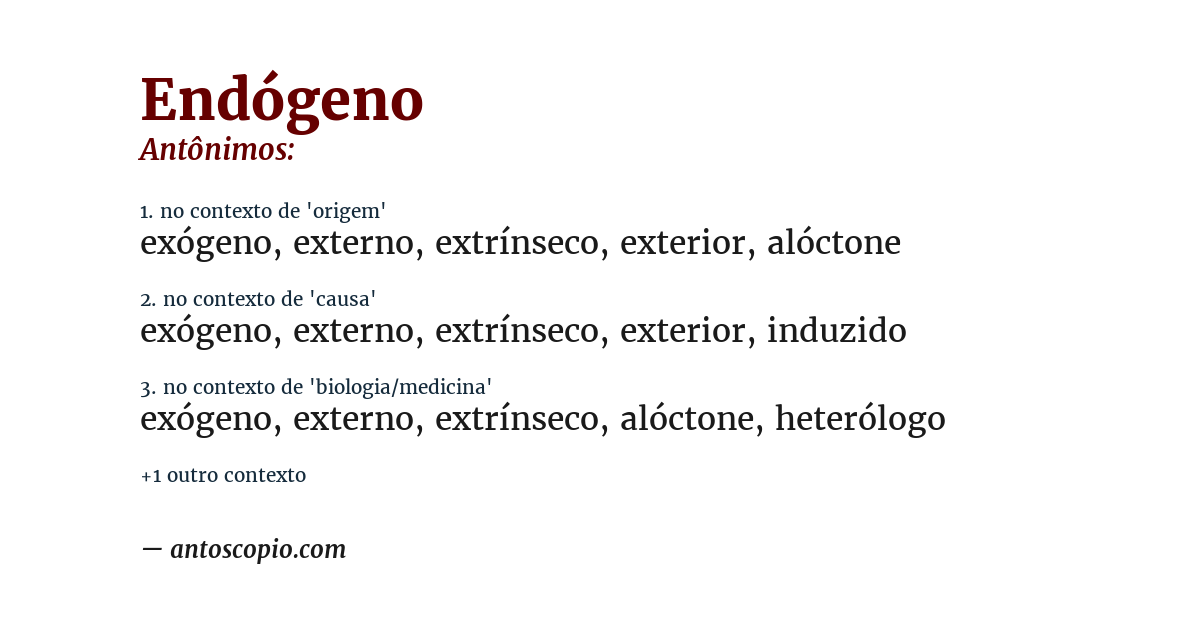 Antônimo de endógeno