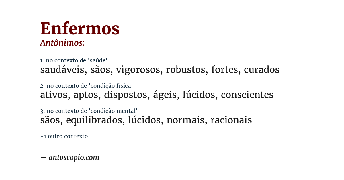 Antônimo de enfermos