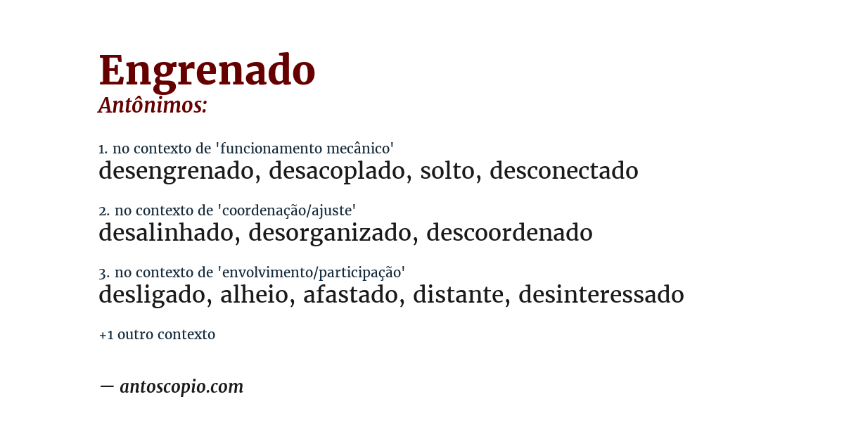 Antônimo de engrenado