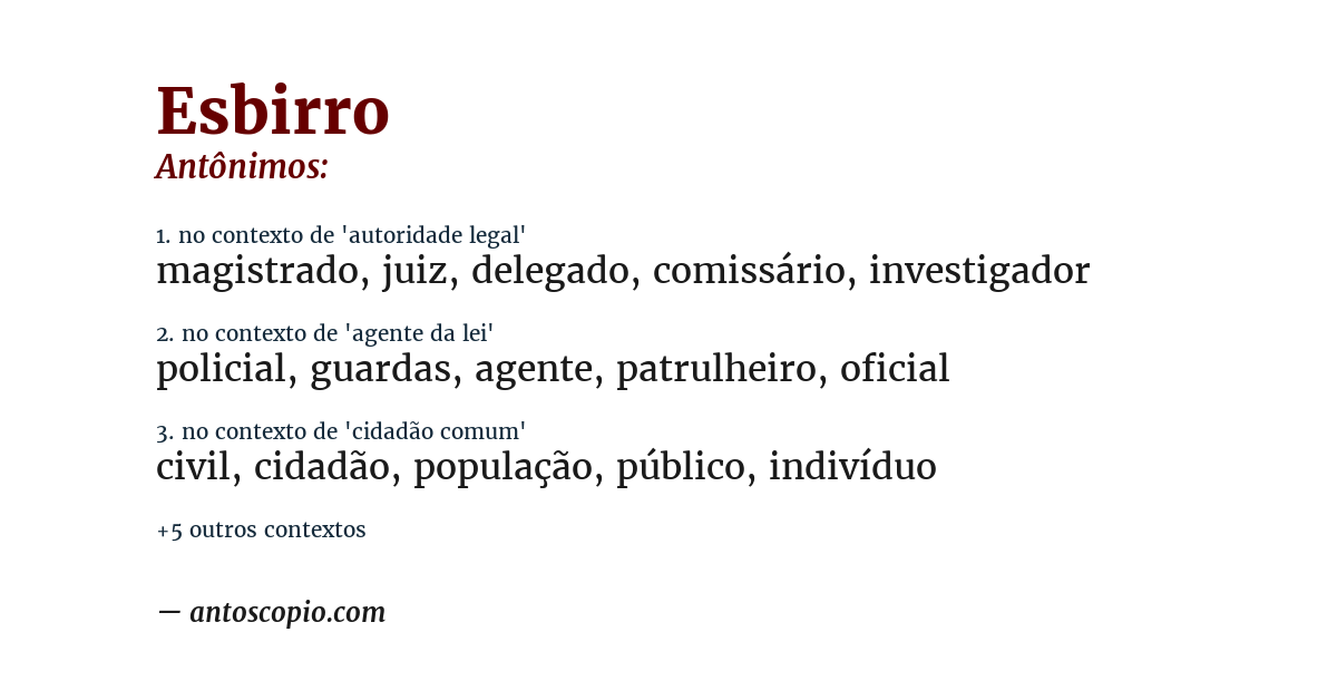 Antônimo de esbirro