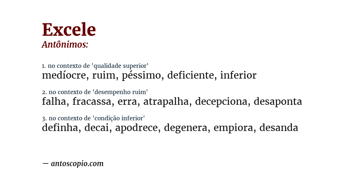 Antônimo de excele