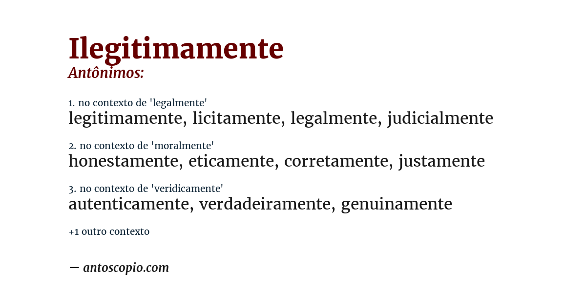 Antônimo de ilegitimamente