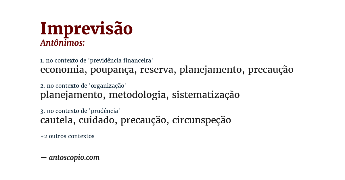 Antônimo de imprevisão