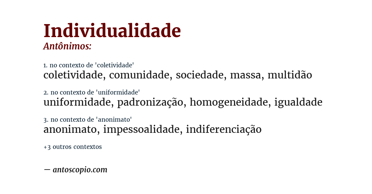 Antônimo de individualidade
