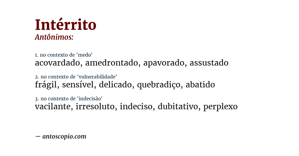 Antônimo de intérrito