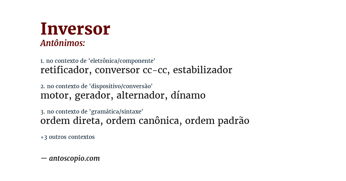 Antônimo de inversor