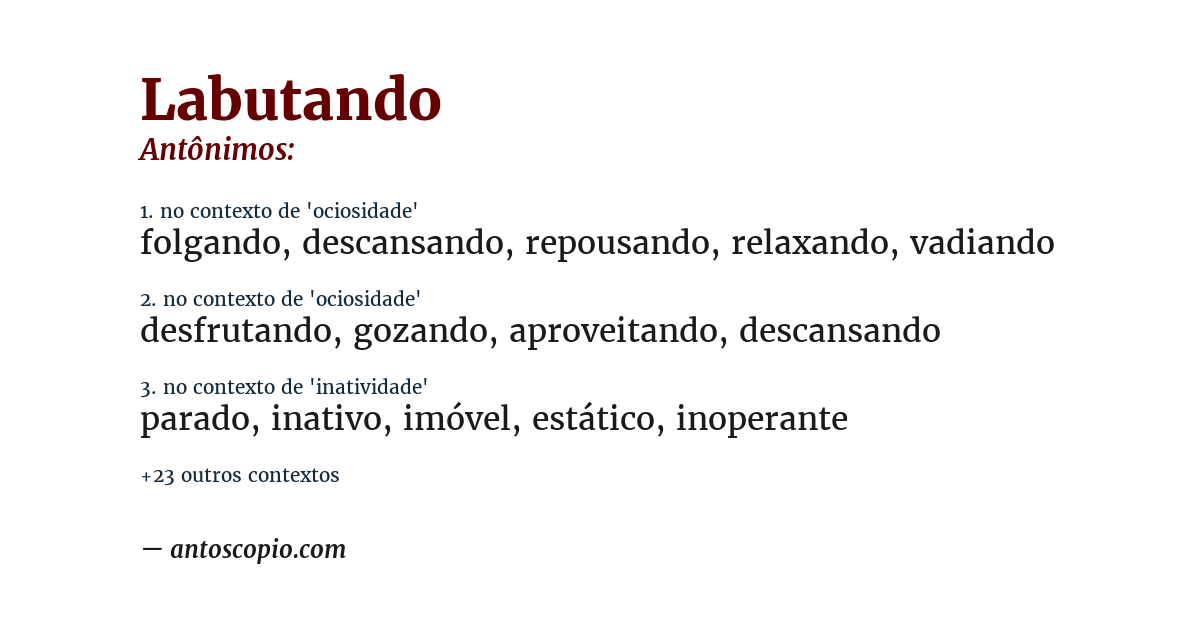 Antônimo de labutando