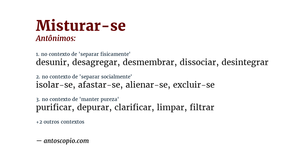 Antônimo de misturar-se