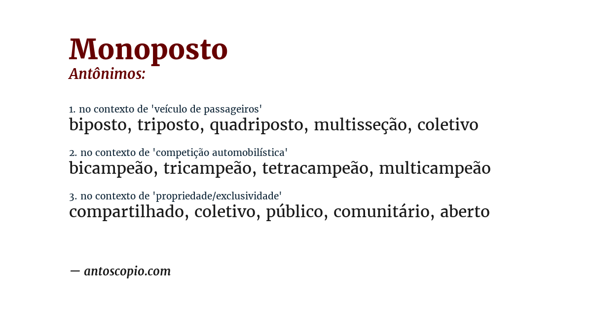 Antônimo de monoposto