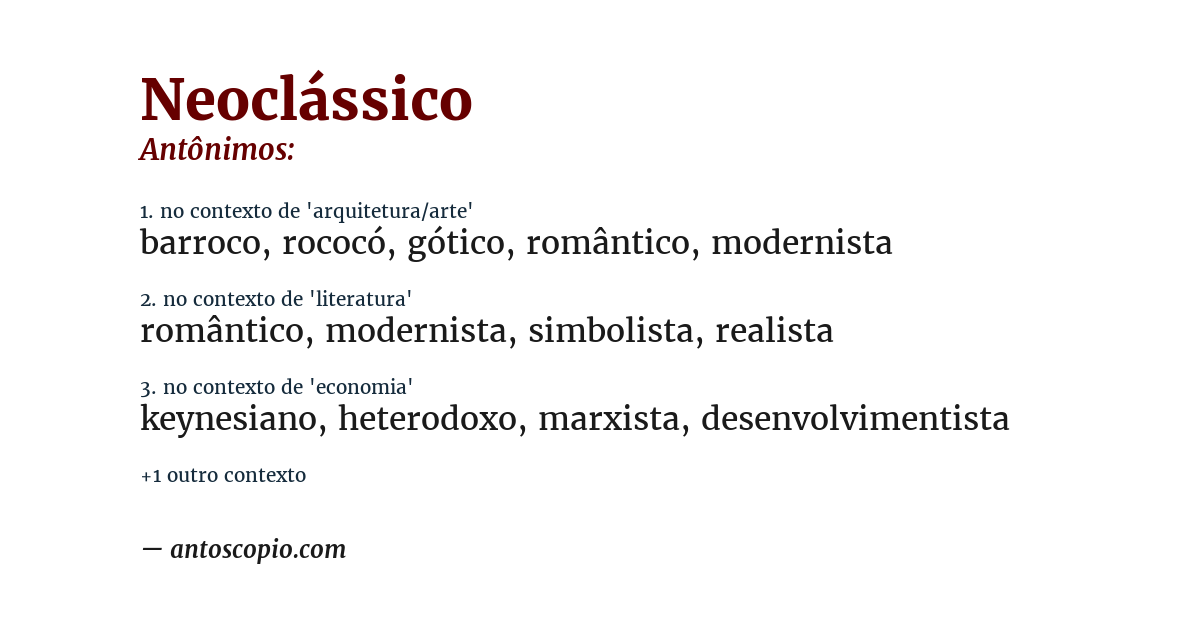 Antônimo de neoclássico