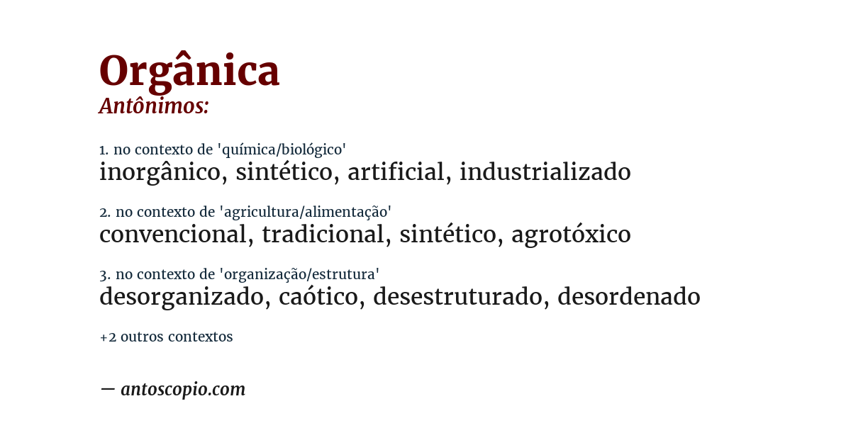 Antônimo de orgânica