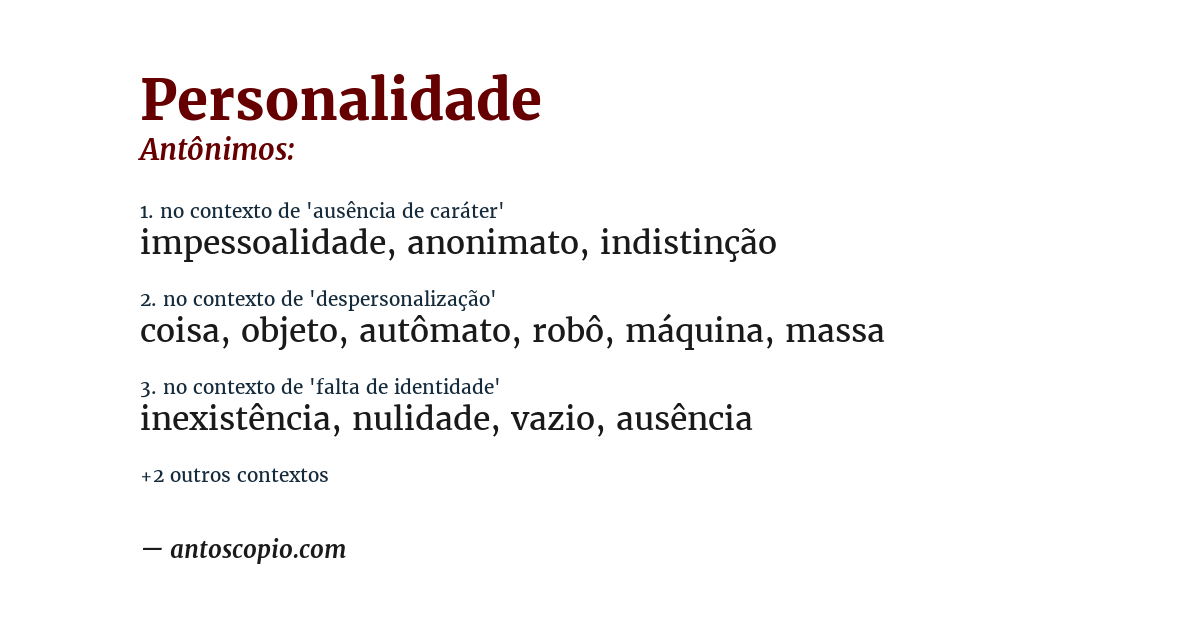 Antônimo de personalidade