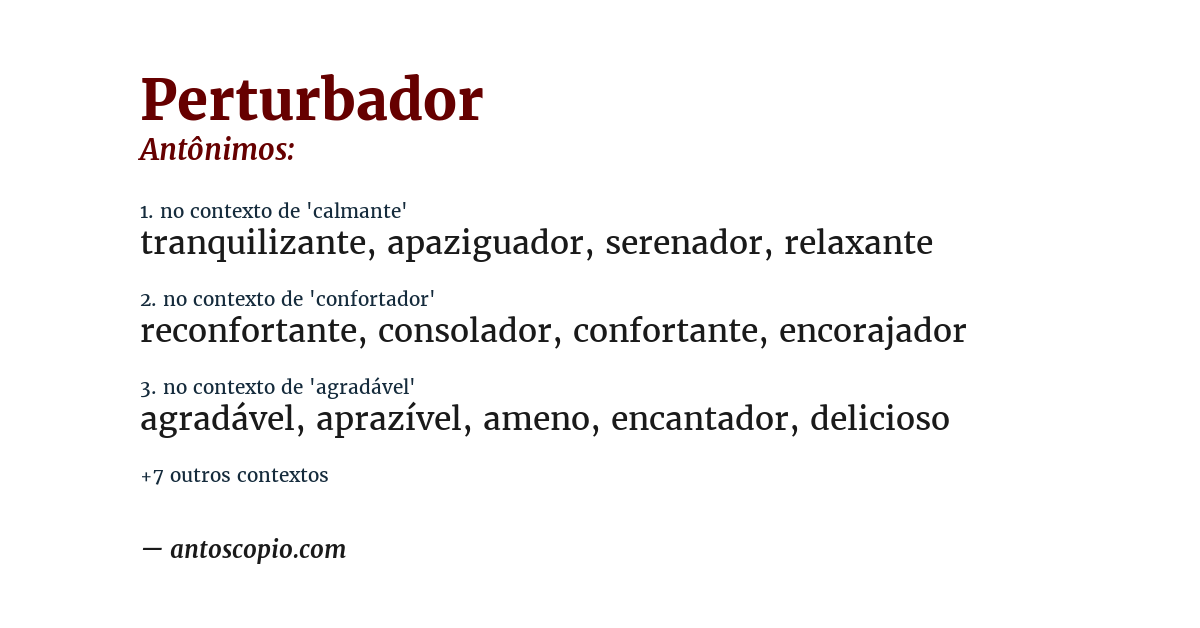 Antônimo de perturbador