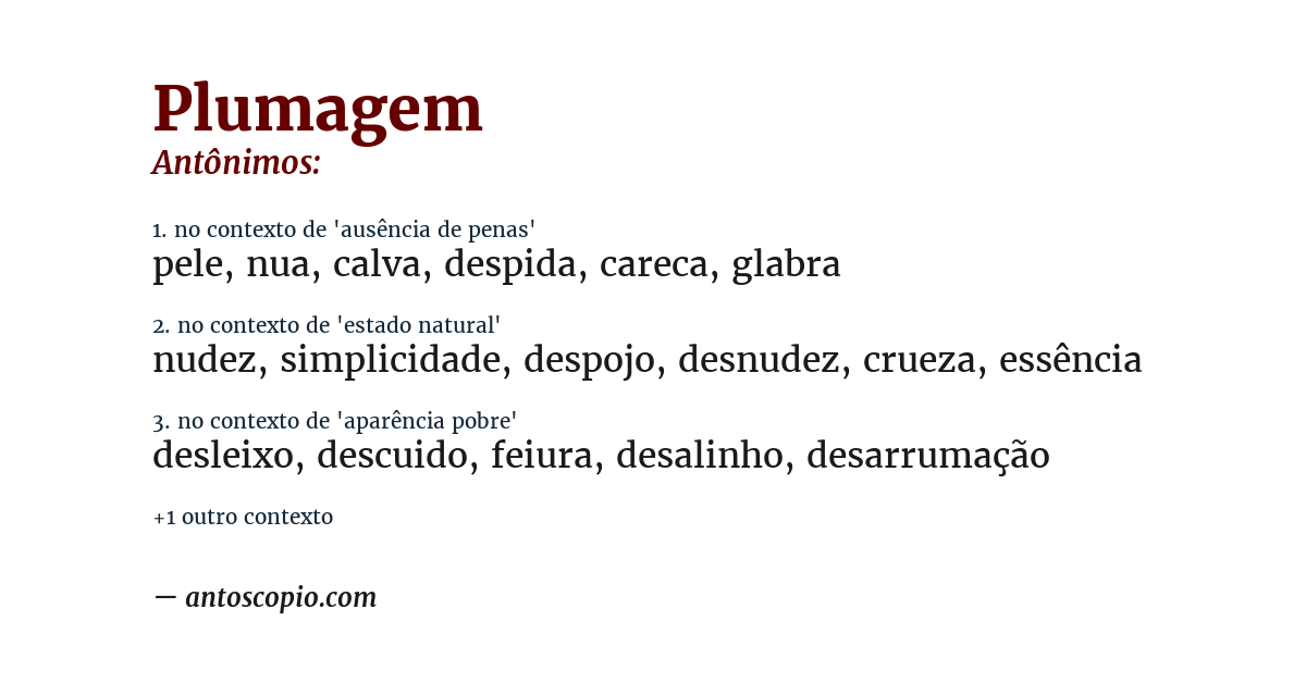 Antônimo de plumagem