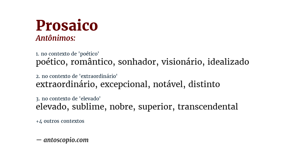 Antônimo de prosaico