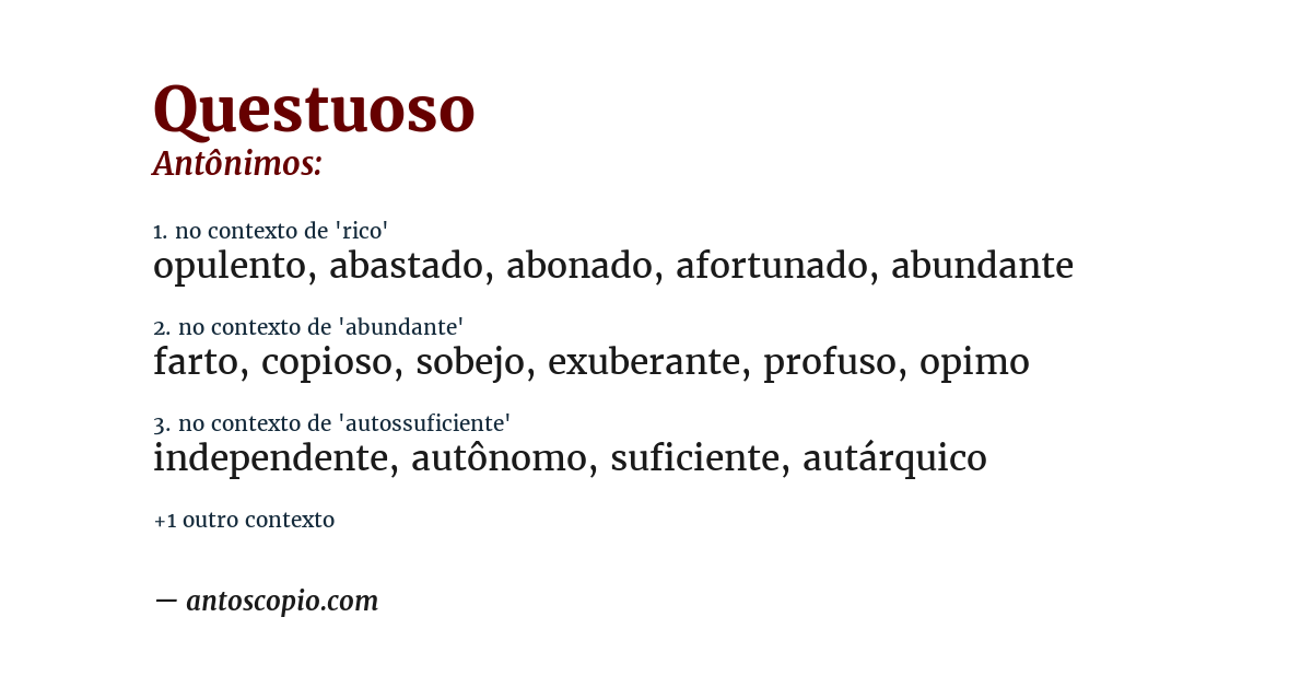 Antônimo de questuoso