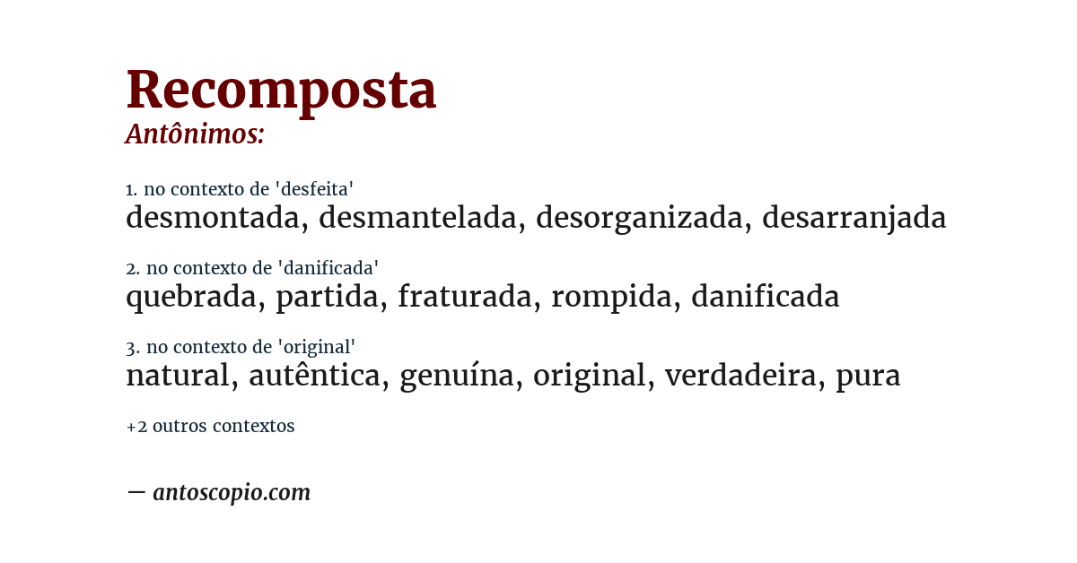 Antônimo de recomposta