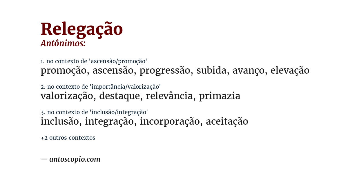 Antônimo de relegação