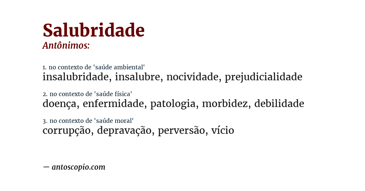 Antônimo de salubridade