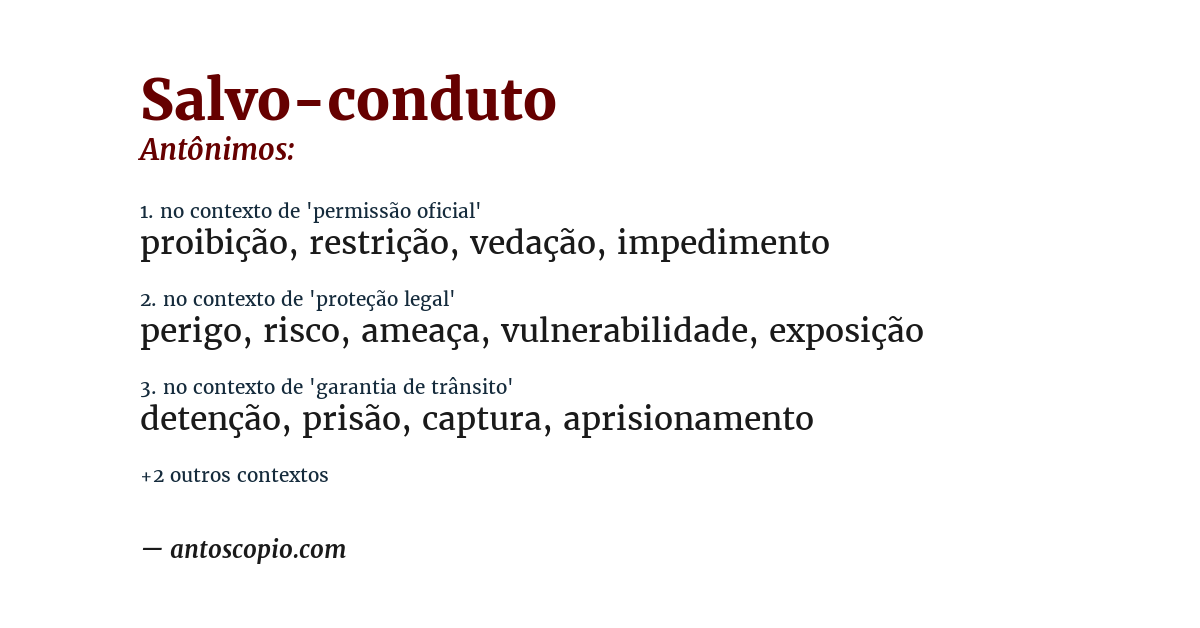 Antônimo de salvo-conduto
