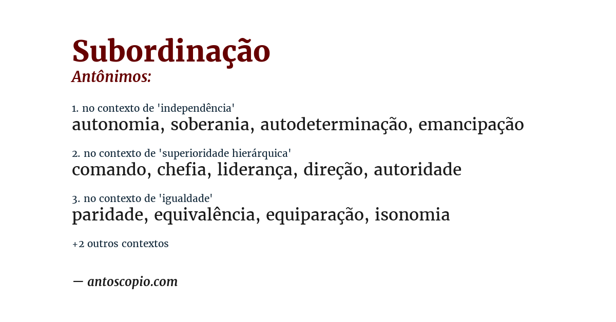 Antônimo de subordinação