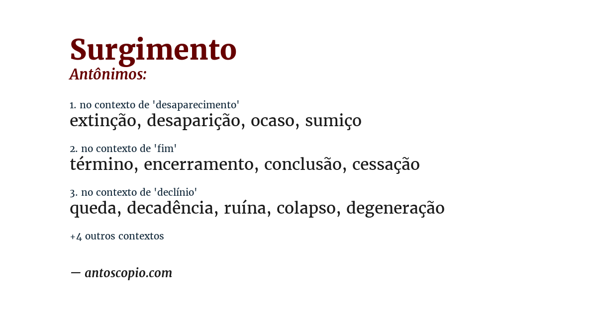 Antônimo de surgimento