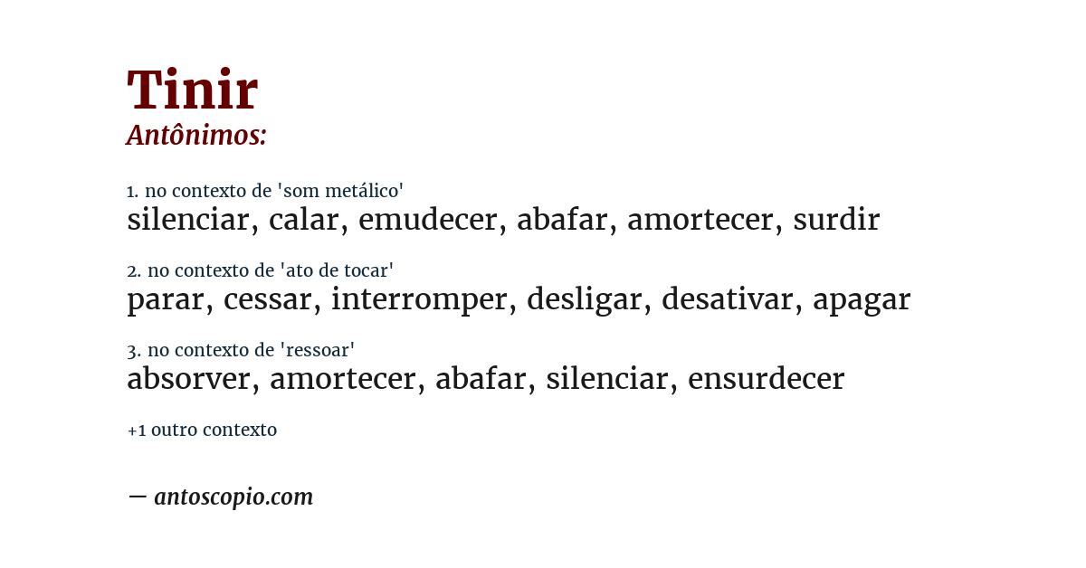 Antônimo de tinir