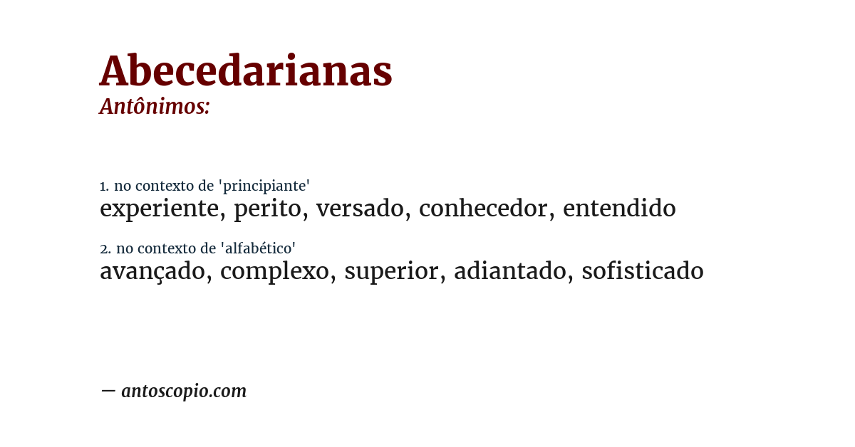 Antônimo de abecedarianas