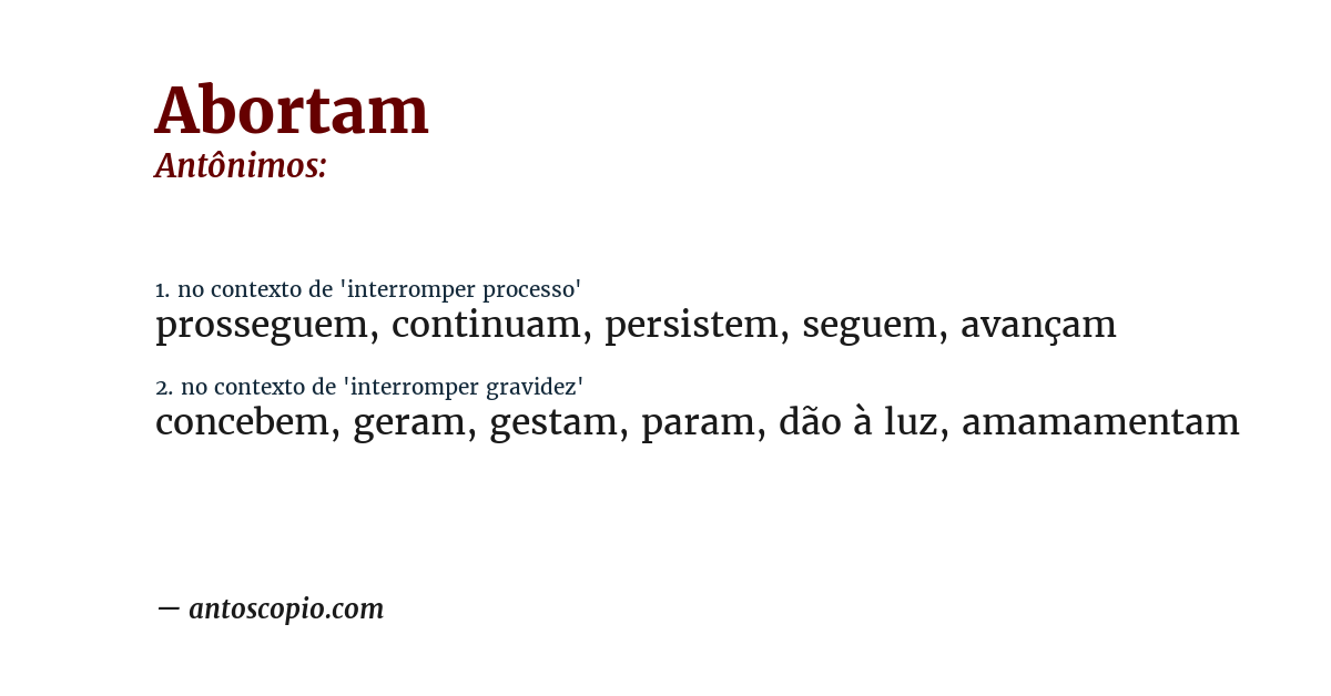 Antônimo de abortam