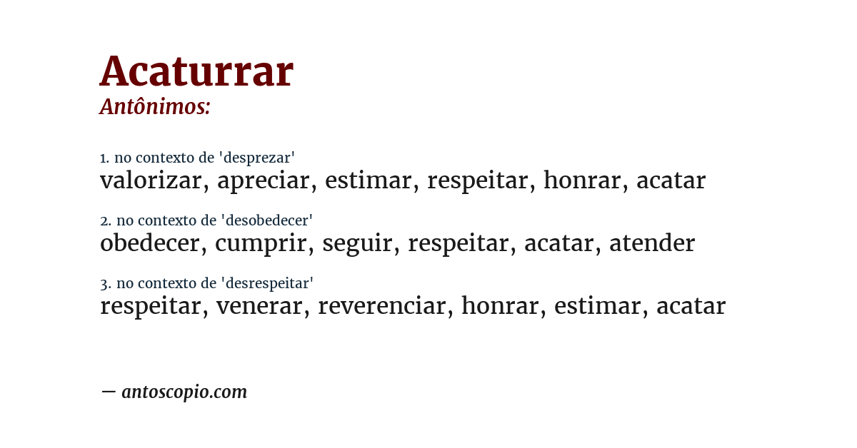 Antônimo de acaturrar