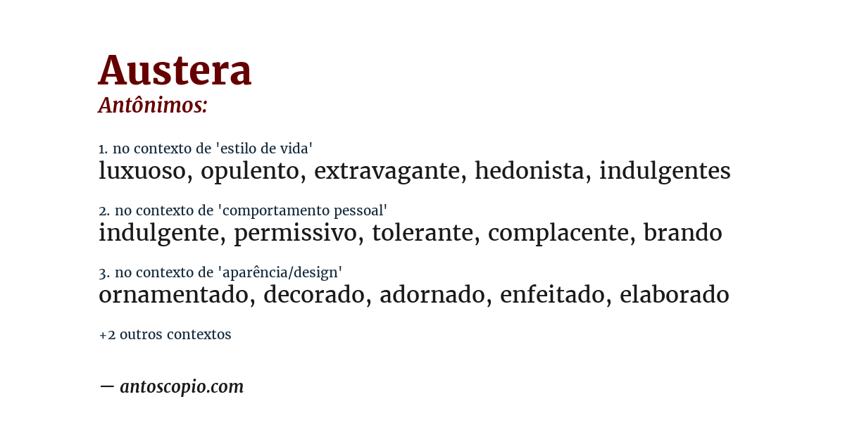 Antônimo de austera