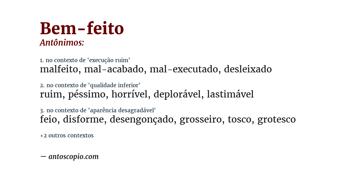 Antônimo de bem-feito