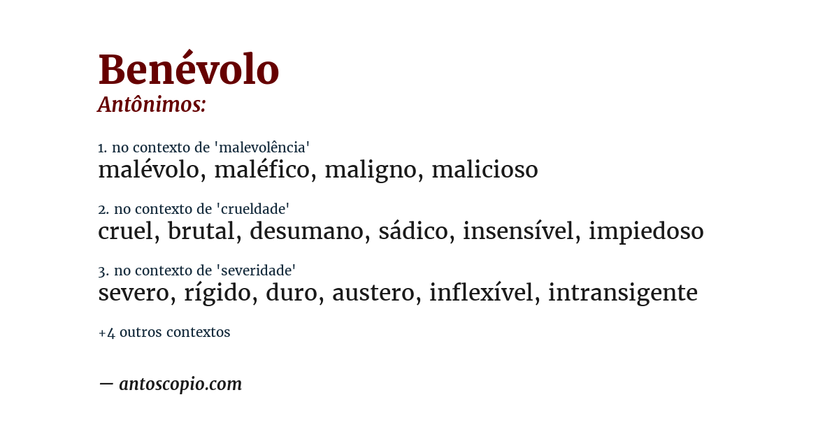 Antônimo de benévolo