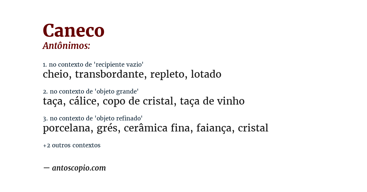 Antônimo de caneco