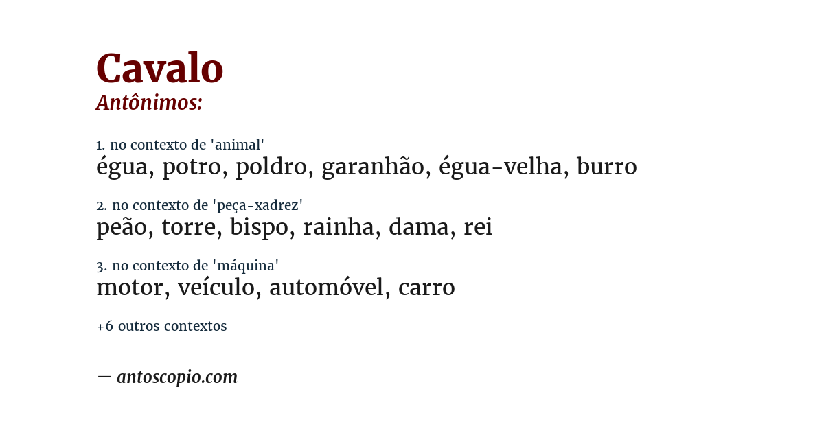 Antônimo de cavalo