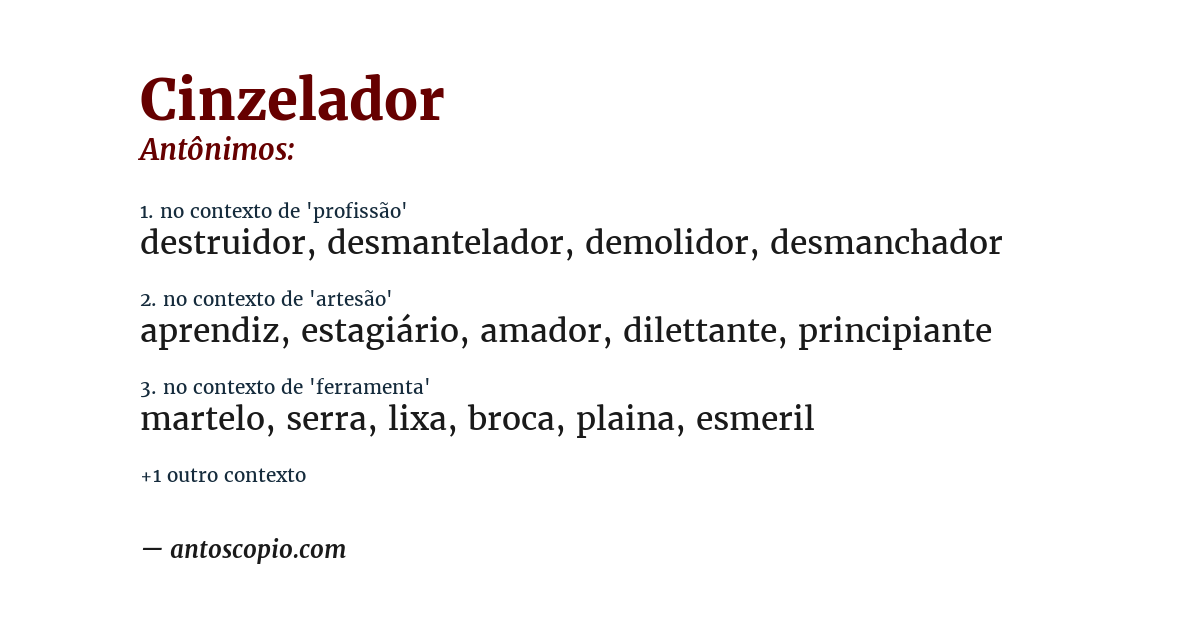 Antônimo de cinzelador