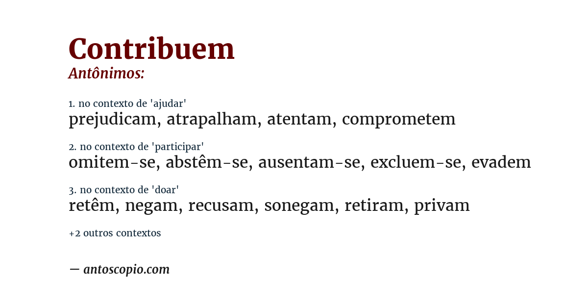 Antônimo de contribuem