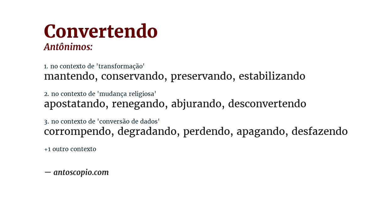 Antônimo de convertendo