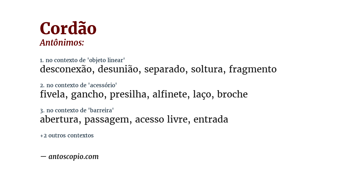 Antônimo de cordão