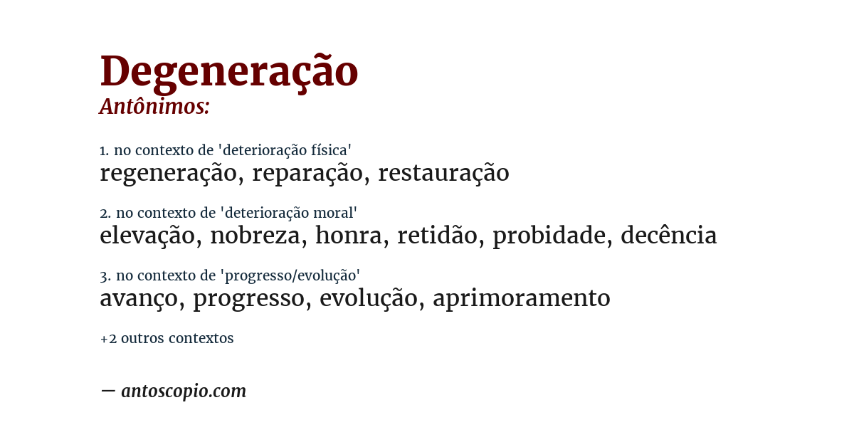 Antônimo de degeneração