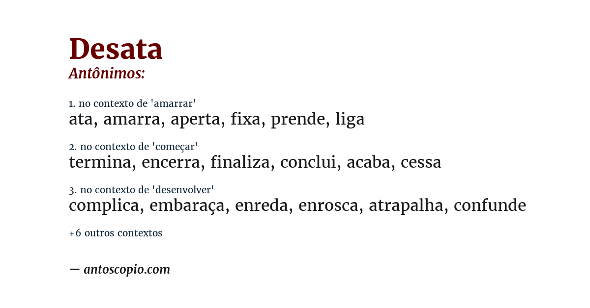 Antônimo de desata