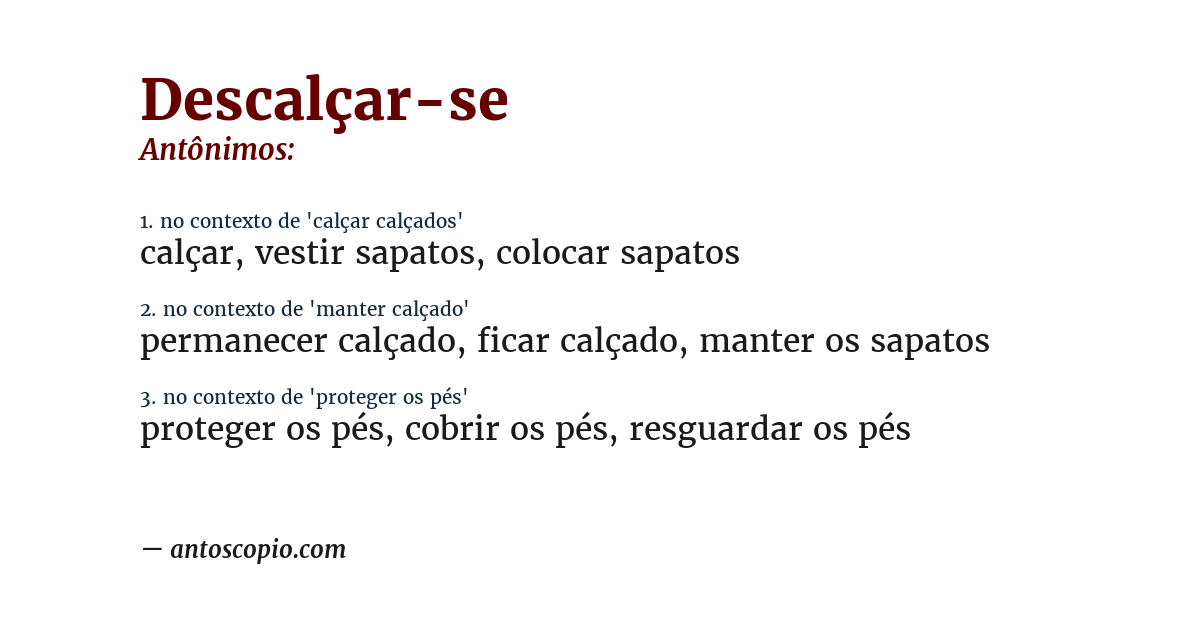 Antônimo de descalçar-se