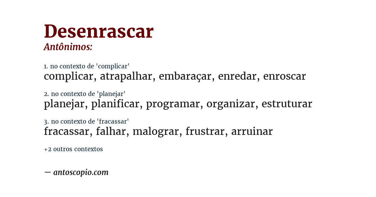 Antônimo de desenrascar