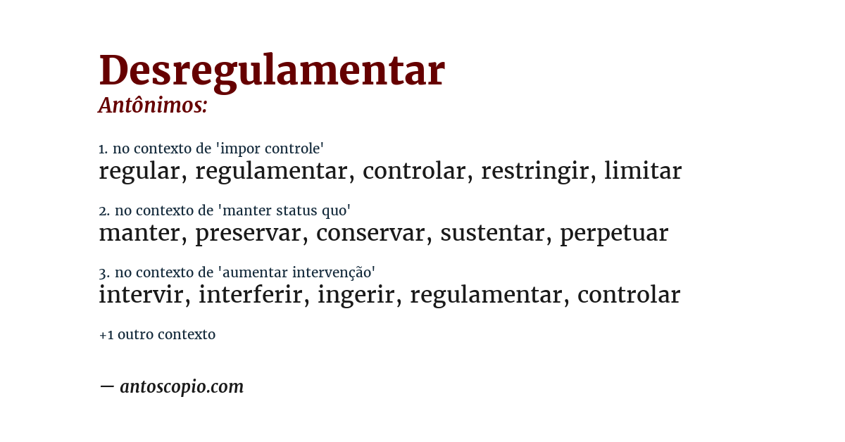 Antônimo de desregulamentar