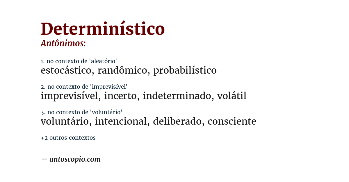 Antônimo de determinístico