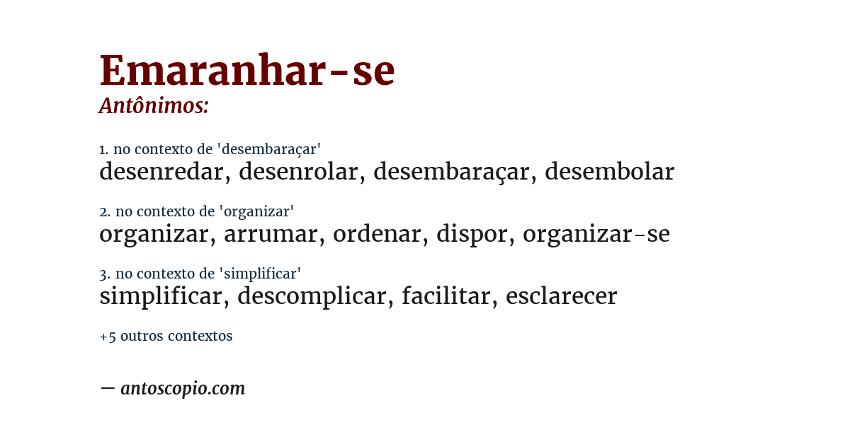 Antônimo de emaranhar-se